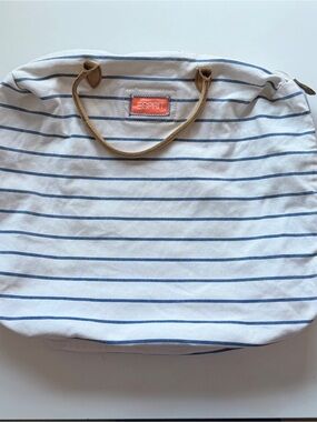 Vintage Esprit Breton striped canvas carryall tote #0112